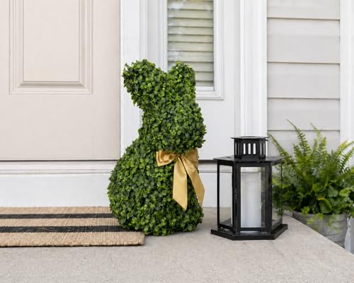 ENVEN Artificial Topiary Dog Lucky Faux Boxwood Puppy Decor UV Resistant Greenery Animal Sculpture Maintenance-Free Lifelike Indoor Outdoor Garden Statue