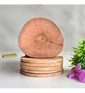 Wooden Coasters Set of 6, Rustic Round Coaster for Dining Table, Finished Edge, Prem...