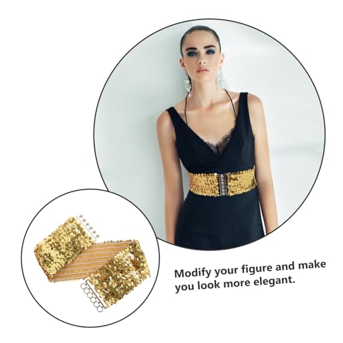 Wide Elastic Sequin Belt for Women Fashion Waistband Accessory with Stretchy Fit Elegant Dressy Sash for Slimming and Stylish Waist Accent Comfortable All Day Wear3