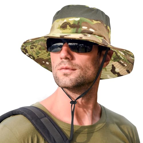Image of Sun Hats for Men Women Fishing Hat UPF 50+ Breathable Wide Brim Summer UV Protection Hat