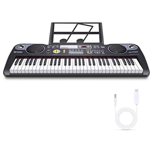 Tastiera di Pianoforte Tastiera Musicale Piano Tastiera Digitale Portatile Digital Keyboard con 61 Tasti,Casse Integrate e Supporto Foglio di Musica per Principianti