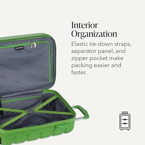 Image of SWISSGEAR Signature Hardside Expandable Carry-On Spinner Luggage, ABS Construction, TSA-Friendly Lock, and Built-In Cupholder, White, 19-Inch, Green, Carry-On 19-Inch, Signature Hardside Expandable
