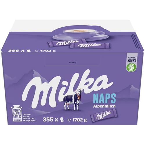 Milka Naps - Carrés de Chocolat au Lait - Format Pratique - Présentoir de 355 Unités (4,6 g)