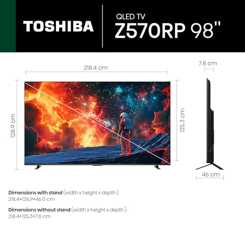 Image of Toshiba 248 cm (98 Inches) 4K Ultra HD Smart QLED TV | Dolby Vision Atmos, HDR10+ | 144 Hz Panel | 2.1 CH 61W Speaker with Sub Woofer | REGZA Engine ZRi | Voice Control | VIDAA OS | 98Z570RP (Black)