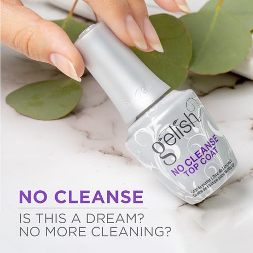Gelish No-Cleanse Top Coat – No Wipe High-Gloss Finish, Durability, Long-Lasting, Easy Application, UV/LED Compatible, Professional Gel Nail Polish Sealer (15mL)