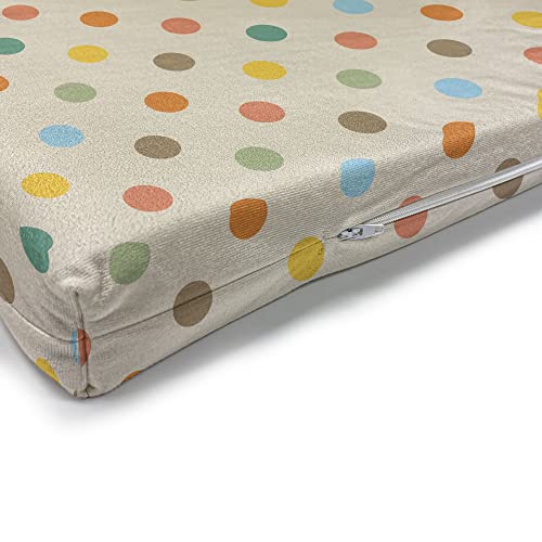 Lunarable Polka Dot Bench Pad, Colorful Circular Design Classic Retro Motif With Diagonal Spots Pattern, Standard Size Hr Foam Cushion With Decorative Fabric Cover, 45" X 15" X 2", Yellow Beige #TOP4