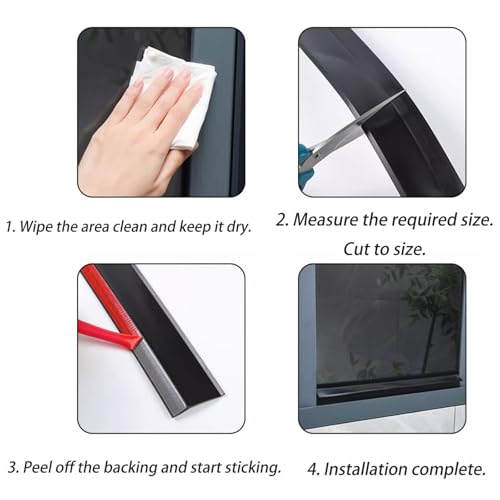 SXKJQER Paraspruzzi per Davanzali di Porte E FinestreGuarnizione Impermeabile Infissi, Parapioggia Finestre Scorrevoli, Protezione Antinfiltrazioni Balconi(1m(3.3ft),5.5cm)