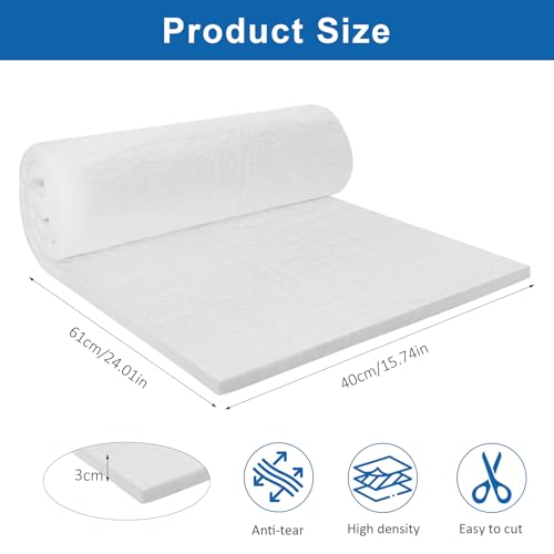 Keramikfasermatte, 1200°C/2192°F Keramikwolle, feuerfeste Isolierung für Holzherd Baffle, Kamin, Pelletofen, Schornstein, Ofen, Kessel, Pizzaofen und Schmiede (61 x 40 x 3 cm)