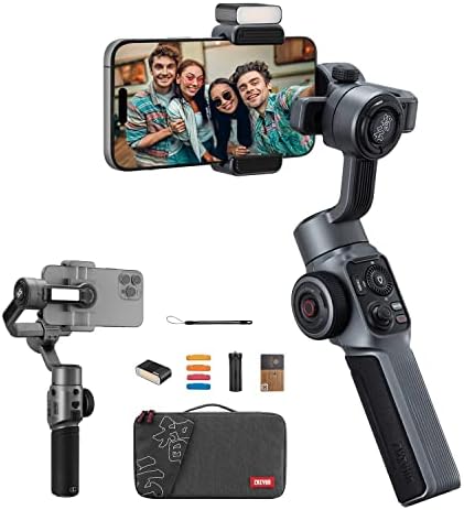ZHIYUN Smooth 5S Combo[Official] 3 Axis Gimbal Stabilizer for Smartphones iPhone 14 Pro Max 13 12 11 X, Phone Gimbal with Built-In & Magnetic Fill Light Tripod for Live Video Vlog YouTube TikTok