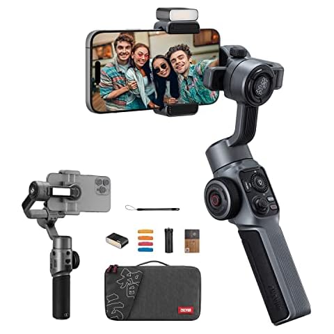 ZHIYUN Smooth 5S Combo Estabilizador para Movil con Luz de Relleno Ragnética e Integrada Trípode Cover
