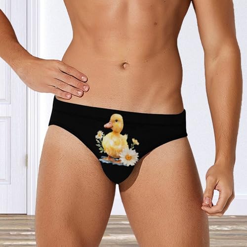 Cute Duck with Daisy Flower Men's Swim Briefs Low Waist Bikini Swimsuit Underwear Beach Swimwear4