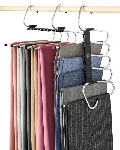MORALVE Hosenbügel Platzsparend 2er Pack Mehrfachhosenbügel mit Anti-Rutsch-Beschichtung Platzsparende Kleiderbügel für Jeans Hosen Röcke Schals & Stoffhosen Schwarz