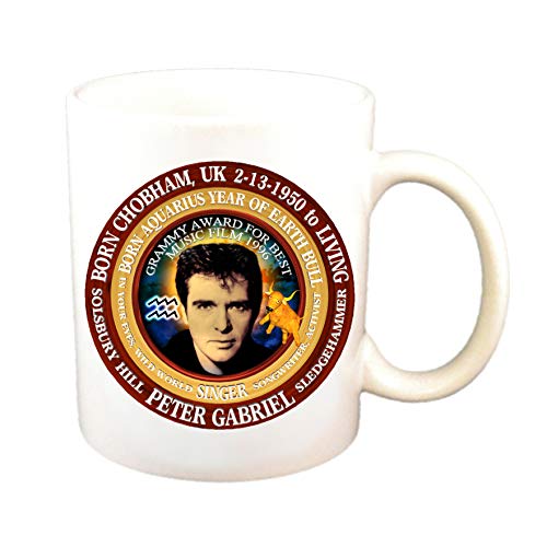 Peter Gabriel Singer 11 Oz Cup, Astrology Aquarius Zodiac Earth Bull
