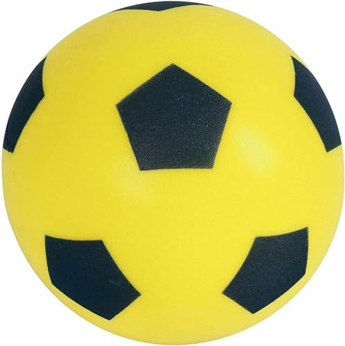 Size 4 Football | Sponge Foam Soccer | Outdoor Games for Kids | Indoor Football Adults Garden and Beach Games for Families | Toddlers | 17.5cm (Yellow)