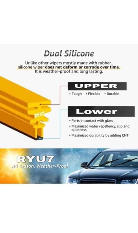 Image of Front Wiper Blades Compatible with BMW 3 Series E90 E91 F30 F31 F32 F34 F80 G20 G21 G42 allroad 2022-2024 model 320 D (2011-2021) Pack of 2