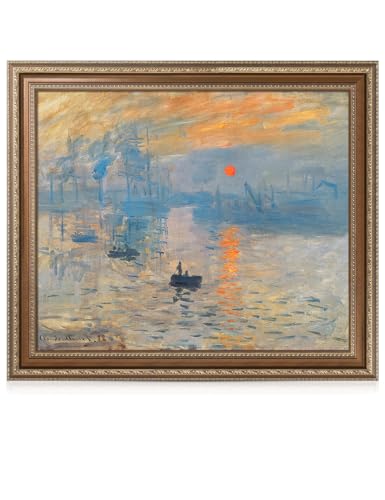 DECORARTS Claude Monet Wall Art Framed, Impression Sunrise, 29x25