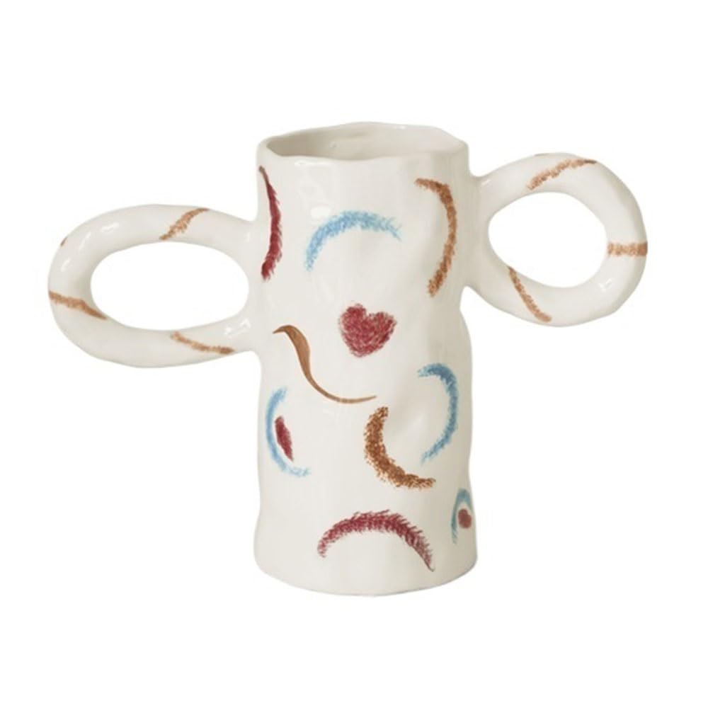 Eleganckie Uroczy ceramiczny wazon w kształcie serca, podwójne uszy, ręcznie malowany, dekoracyjny element aranżacji kwiatów Centralne elementy stołu