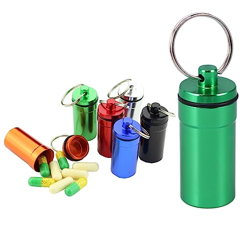 PACKOVE Aluminium Alloy Waterproof Portable Medicine Bottle Earplug Holder for Outdoor Travel Green Emergency Container