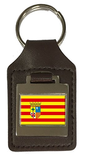 Porte-clés en cuir gravé Drapeau Aragon pour organiser vos clés de maison et de voiture