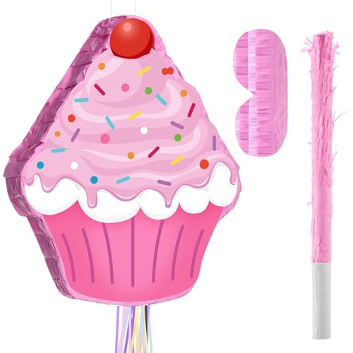 Harrycle EU-HARRYCLE-29874 Cupcake Birthday Piñata Donut Cake Piñata Small Pull String Piñata cover