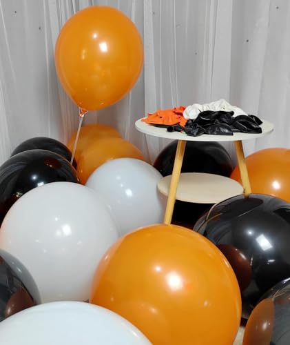 Image of 90 Pack Black White Orange Balloons 18 inch Latex Party Balloon Bulk for Halloween Various Party Events Decorations