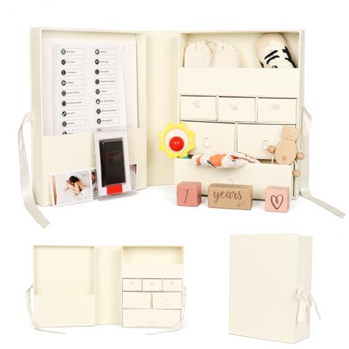 Baby Keepsake Box Newborn Keepsake Box Large Baby Memory Box with 8 Additional Items for Baby Shower Pregnancy Mothers Daybeige