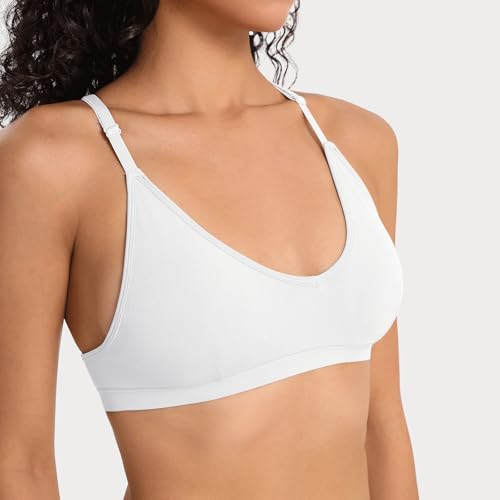 Image of INIBUD Sports Bras for Women Racerback Triangle Padded Bralette Y Back Seamless Bra No Underwire V Neck Wireless