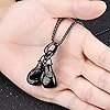 Boys Charm Sports Fashion Chain Gold Steel For Men Alloy Boxing Titanium Fitness Mini Jewelry Glove Necklace Color Pendant Pair Necklaces & Pendants Heart (Silver, One Size) #5
