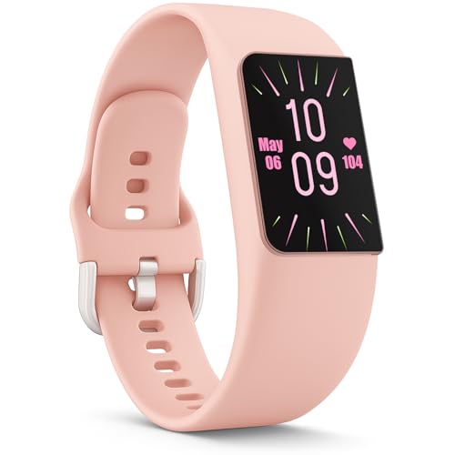 FITVII Slim Fitness Trackers Fitness Watch with 24/7 Heart Rate Blood Pressure Blood Oxygen Stress Monitor AMOLED Activity Tracker Step Calorie Counter IP68 Waterproof Smart Watch for Women Men