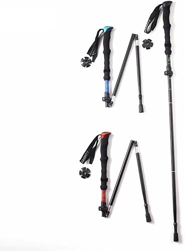 Miniatura 3 de Bastones de senderismo ligeros y plegables para equipo de mochilero, 1 bastón para senderismo, aluminio 7075 con bolsa de almacenamiento