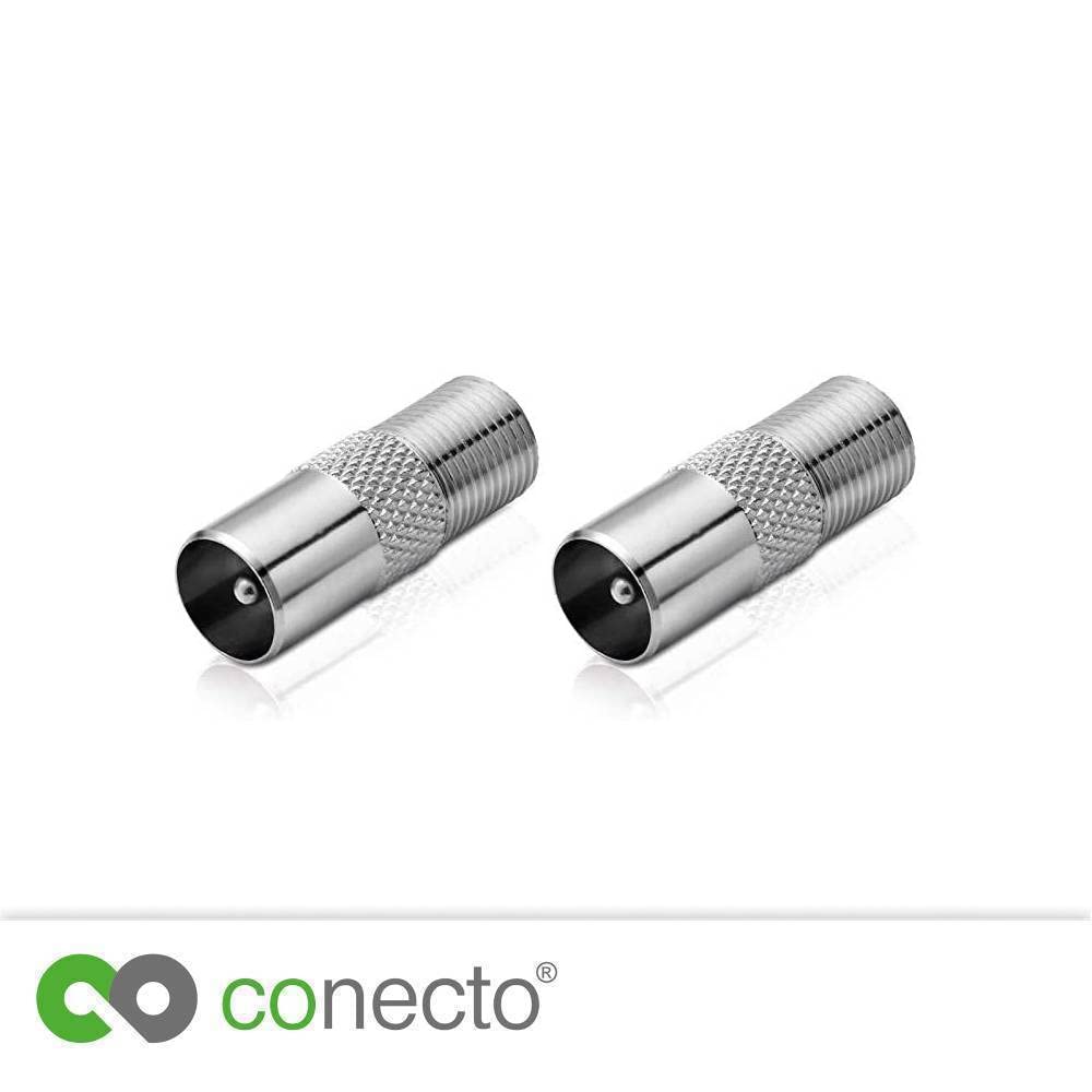 conecto Adapter antenowy, gniazdo F na wtyczkę koncentryczną IEC, adapter do podłączenia złączy IEC z złączami satelitarnymi, zestaw 2 szt