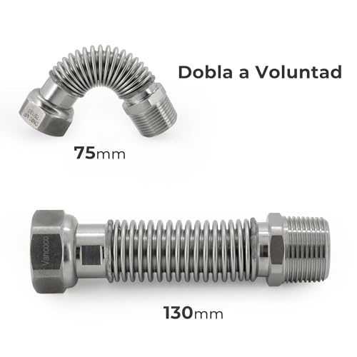 Tubos flexibles de acero inoxidable Vancoco con longitud extensible de 75 a 130 mm 7