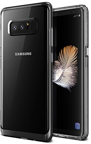 Note 8 Case, Clear Transparent Protective Slim Fit Full Body Armor Defender Bumper [Wireless Charging Compatible] Cover for Samsung Note 8 (2017) by Lumion (Diamond Bumper - Black)