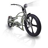 Tracer Raptor Pro DS 26' Adult Electric Chopper Cruiser, 800W High-Performance E-Bike with 48V/20Ah Battery, 5-Speed Pedal Assist, Top Speed of 20 mph (Matte Green)