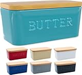 PriorityChef Extra Large Butter Dish with Lid for Countertop, Ceramic Butter Container With Airtight Cover, Butter Keeper for Counter or Fridge, Butter Holder Storage, Turquoise