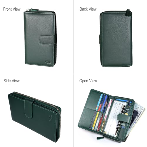 Image of Big Fat RFID Blocking Leather Organizer Checkbook Wallets For Women - Clutch