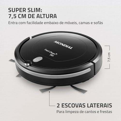 Aspirador de Pó Robô Fast Clean Plus, Bivolt, MONDIAL - RB-03, Preto