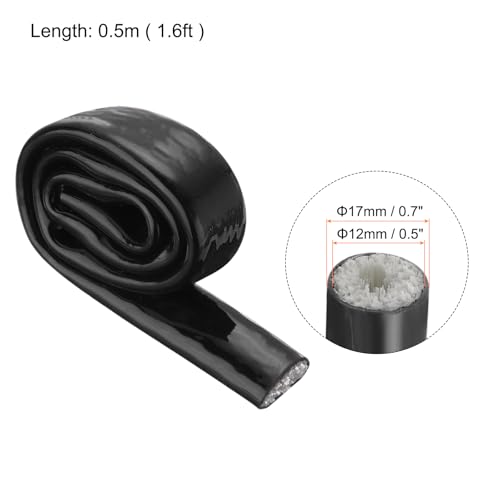 Image of MECCANIXITY 1 /2 inch ID 1.6ft Heat Shielded Fire Sleeve Silicone Coated Fiberglass Tape, for Automotive Hose Lines Wires Electrical Wiring, Black