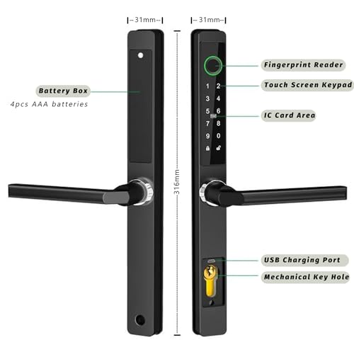 Mdh SMART DOOR Lock Sliding Door Smart Lock W/Hook Wifi Bluetooth Keypad W/Waterproof Keyless Smart Mortise Lock Aluminum Fingerprint Door Lock thumb #5