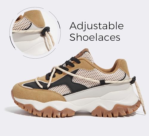 LUCKY-STEP-Womens-Platform-Colorful-Fashion-Sneakers-Tennis-Retro-Colorblock-Adjustable-Lace-Lifestyle-Stylish-Cute-Chunky-Dad-Casual-Walking-Shoes