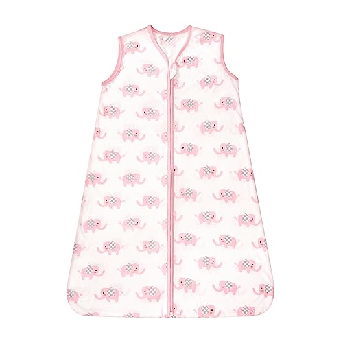 Image of TILLYOU Baby Sleep Sack - Cotton Wearable Blanket 1-Pack Set, Fits Babies Age 6-12 Months, Pink Elephant