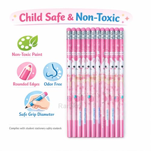 Image of Ranjkri Premium Graphite Sketching Pencil Set for Kids & Artists - Pack of 12 Dark HB Pencils with Eraser - Perfect for School, Writing, Shading & Return Gifts
