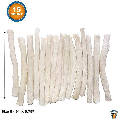 123 Treats - Dog Skinny Rawhide Rolls |Chew Bones For Small Dogs (15 Count) 5-6" - Beef Hide Skinny Rolls -100% Natural Chews Premium Raw Hides Bulk Treats #TOP1