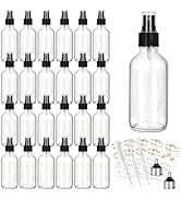 CycleMore 25 Pack 4oz Clear Glass Spray Bottles with Fine Mist Sprayers, Glass Travel Bottles for...