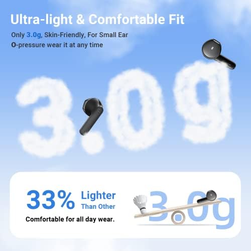 Wireless Earbuds,Wireless Headphones Bluetooth 5.3 In-Ear with 4 ENC Call Noise Cancelling Mic,AI-Enhanced Calls,HiFi Stereo,Deep Bass,30H Playtime,USB-C,IPX6 Waterproof Sports Earphones for Running