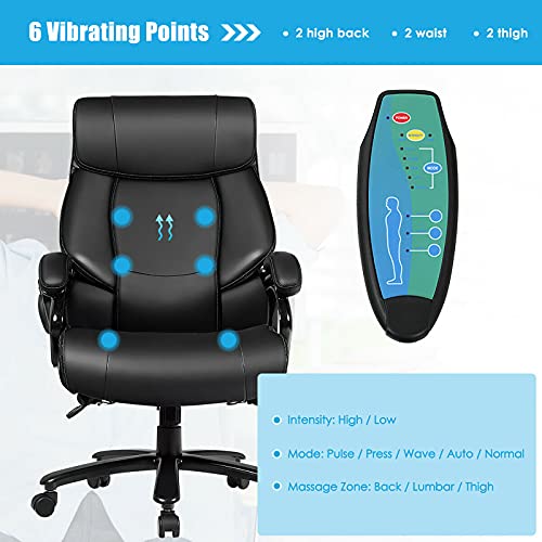 Powerstone Big And Tall Office Chair 500Lbs, Ergonomic Pu Leather Computer Chairs With Six Massage Points Swivel Large Executive Chair #TOP2