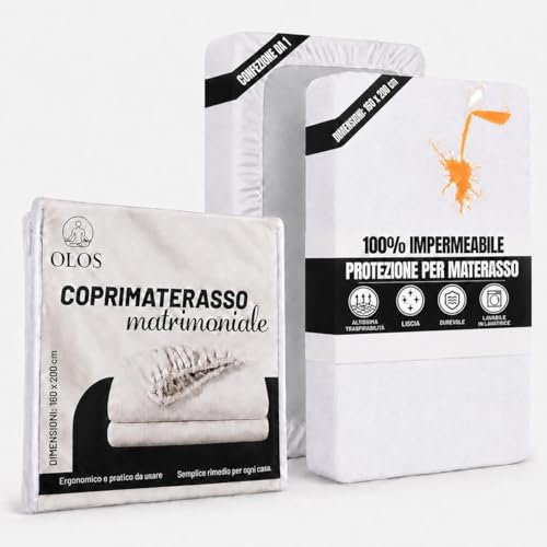 Coprimaterasso Matrimoniale Impermeabile 160 x 200 cm con Angoli elasticizzati
