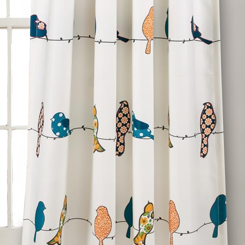 Lush Decor Rowley Birds Curtains Room Darkening Window Panel Set for Living, Dining, Bedroom (Pair), 84" L, Multi, 2 Count by Lush Decor - Image 3