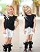 Arshiner Girls' Fashionable Outfits - Casual Summer Clothes - Black Short Sleeve Outfits - Cute Printing Shorts Sets 7-8Y