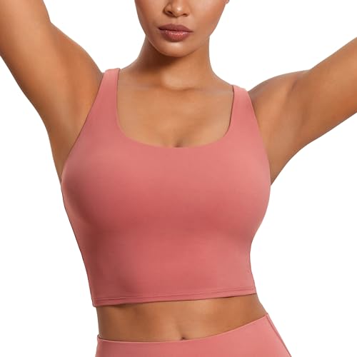 Image of CRZ YOGA Womens Butterluxe Strappy Longline Sports Bra - Padded Criss Cross Yoga Workout Crop Tank Tops